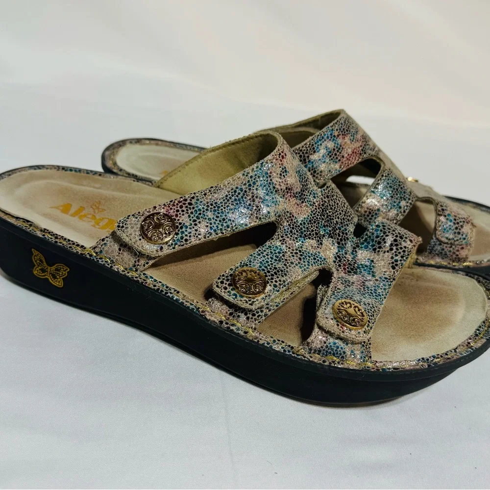 Alegria Venice Dinah Fawn Dottie Leather Slides Strappy Sandals Shoe Sz 39 9/9.5